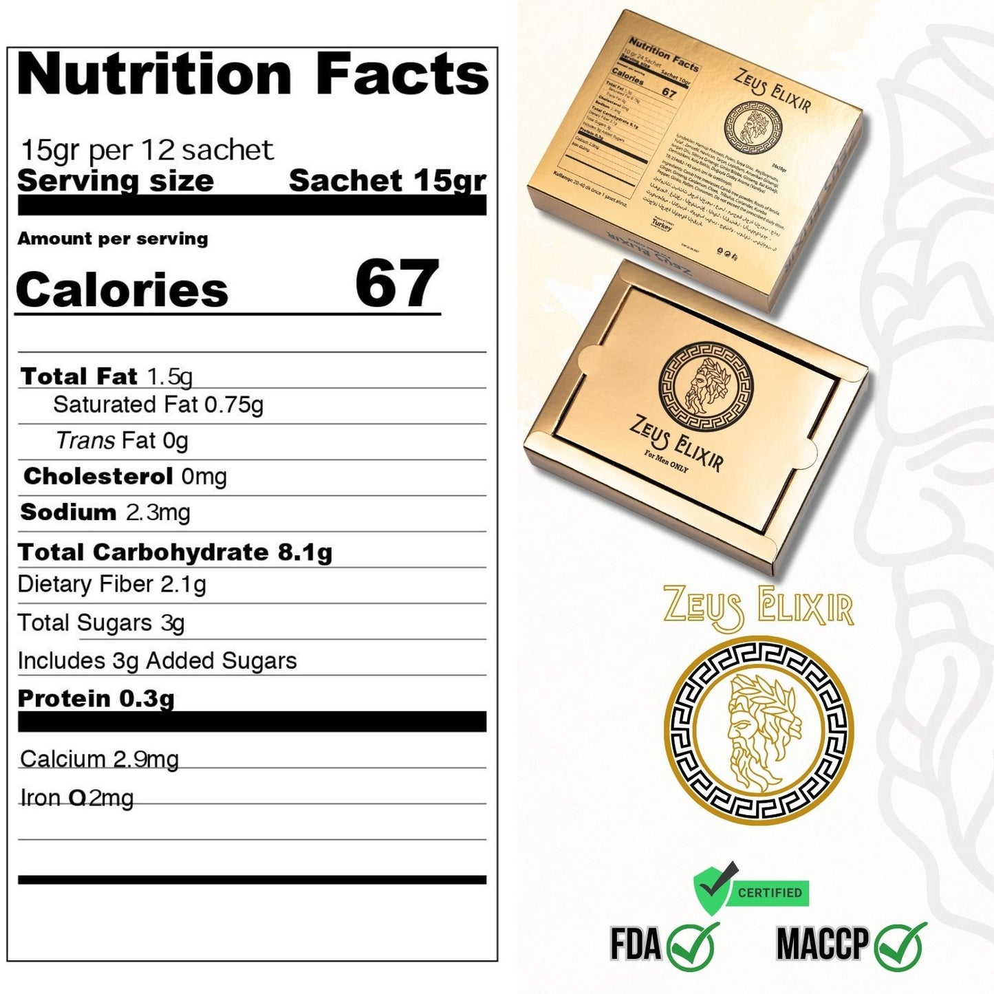Zeus Organic Honey for Men-Extra Strength Honey for Men (Pack of 24 Sachet)