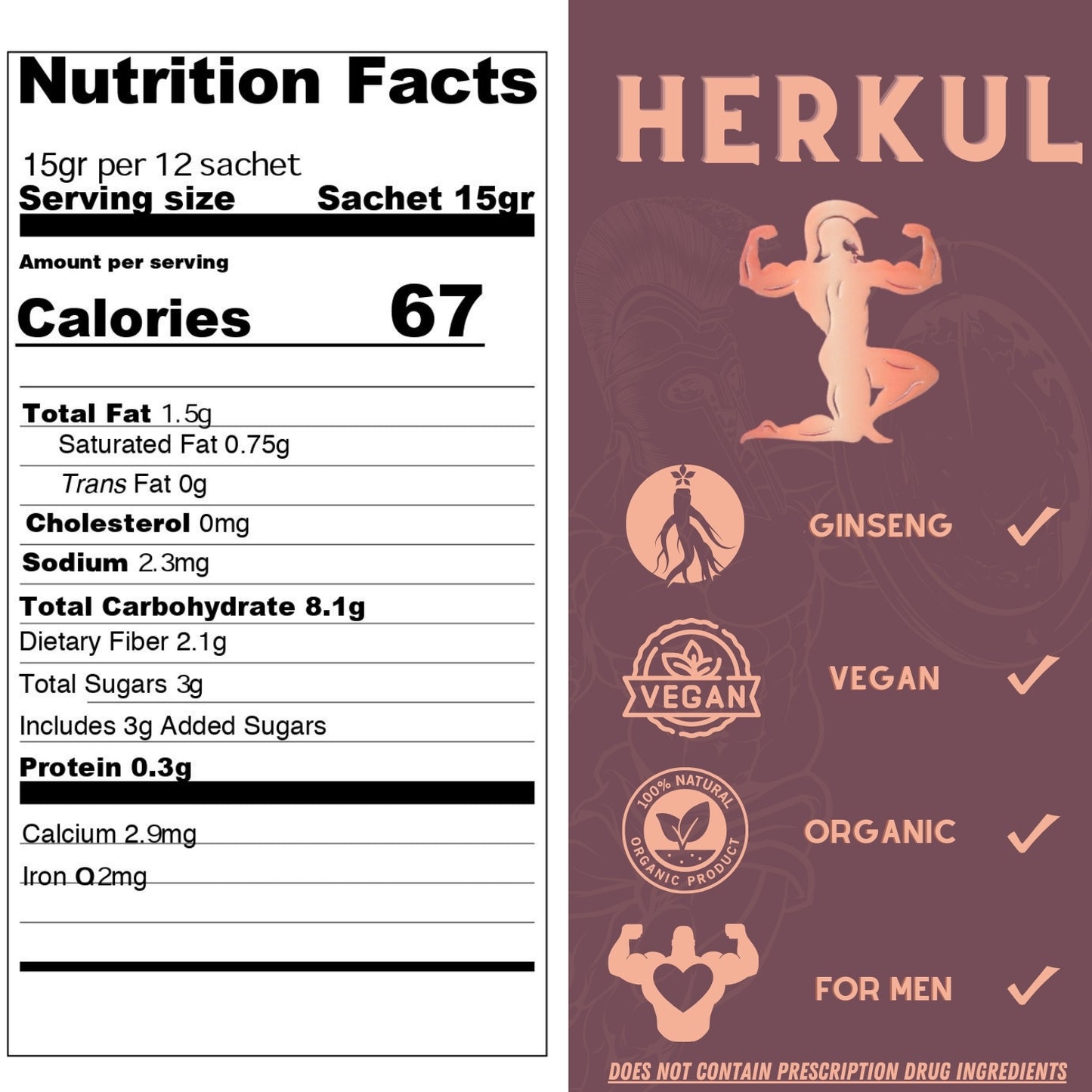Herkul Organic Honey for Men-Extra Strength Honey for Men (Pack of 12 Sachet)